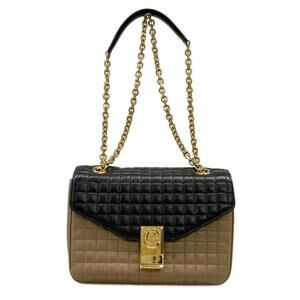 Celine C Medium Shoulder Bag Black Beige